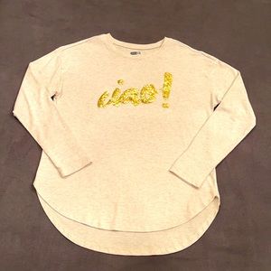 Girl’s Tan with Glittery Ciao Tulip Hem Shirt